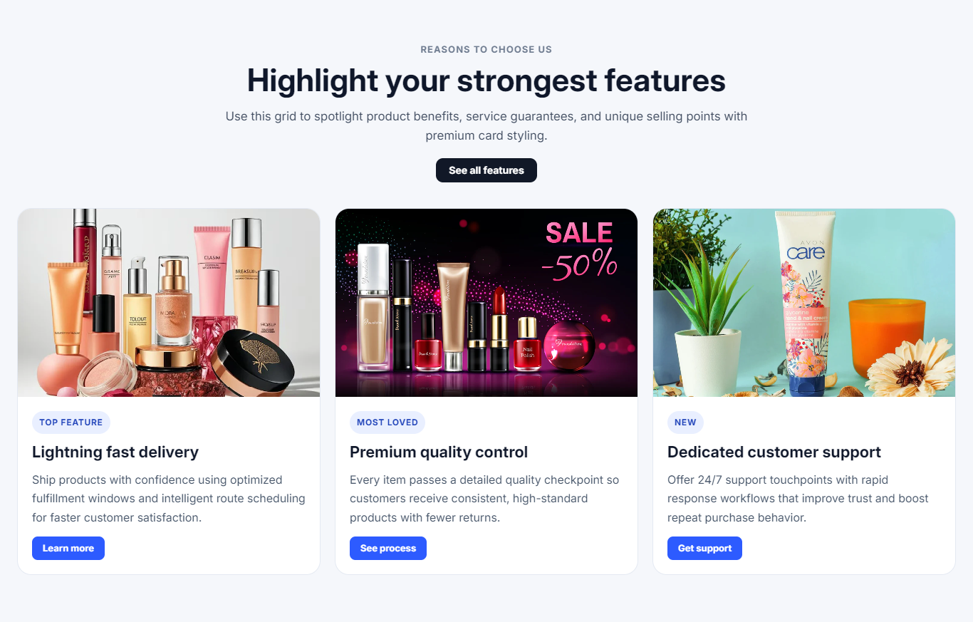 How to Add a Highlight Features Grid in Shopify?