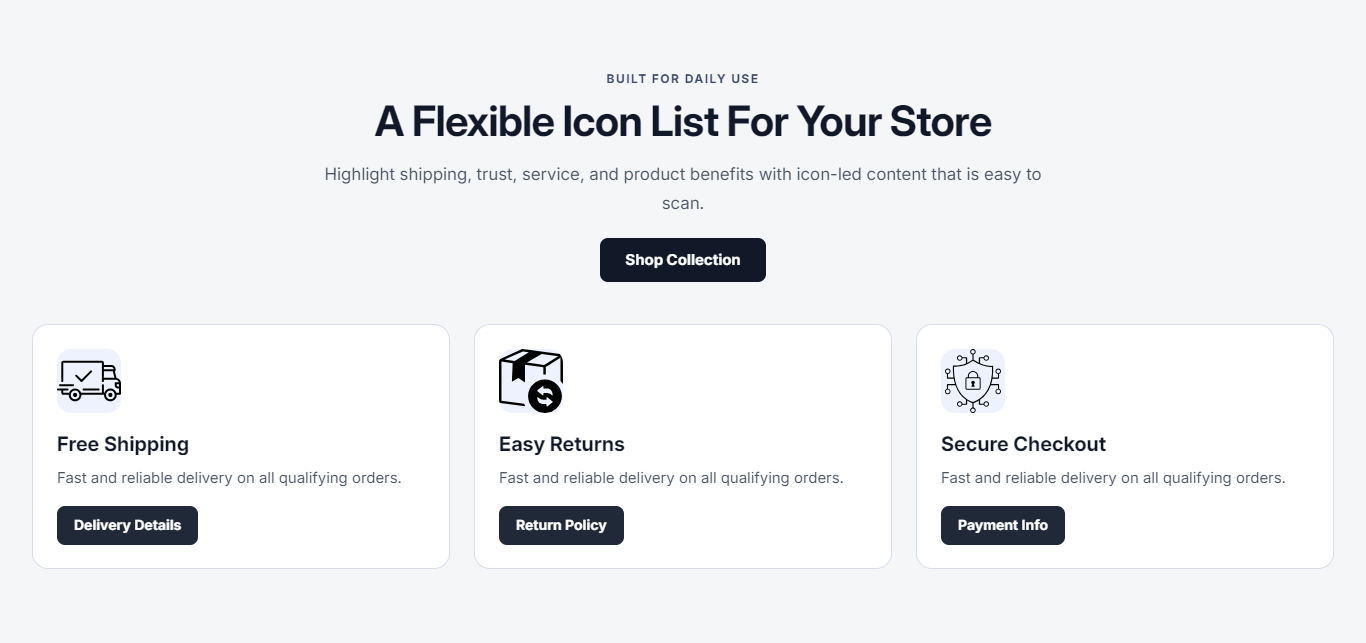 How to Add an Icon List in Shopify?