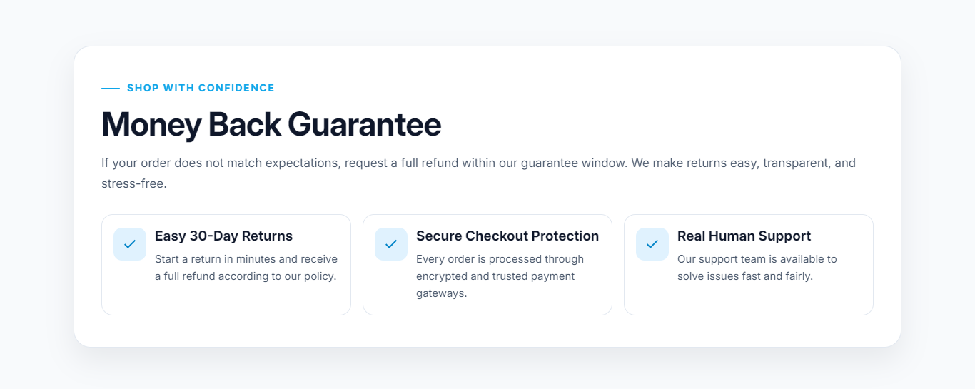 How to Add a Money Back Guarantee Section in Shopify?